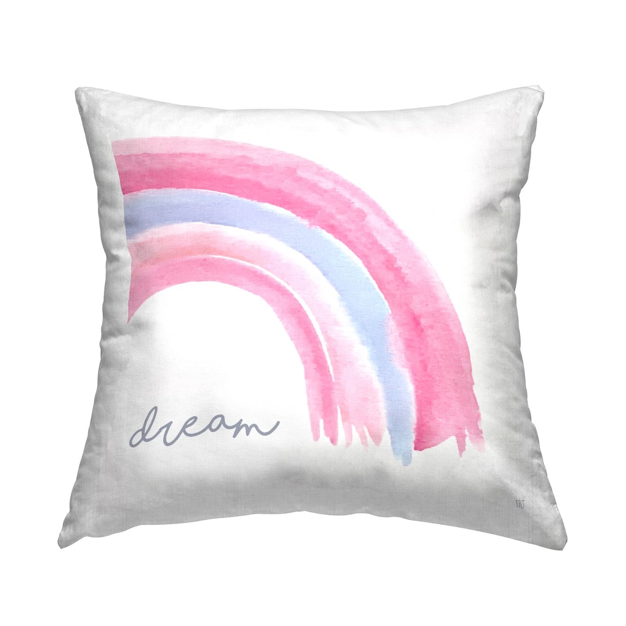 Stupell Industries Dream Calligraphy Pastel Pink Blue Rainbow Throw Pillow, 18" x 18"